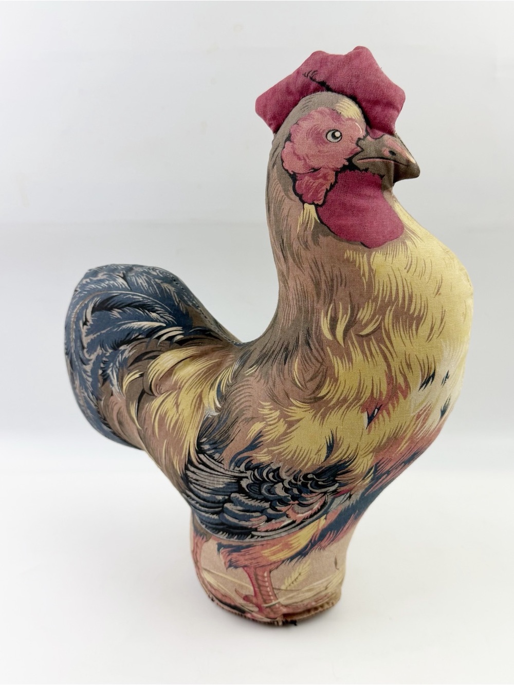 Vtg 70s Toy Works Rooster Fabric Country Farmhouse Decor Doorstop Folk 13” Plush